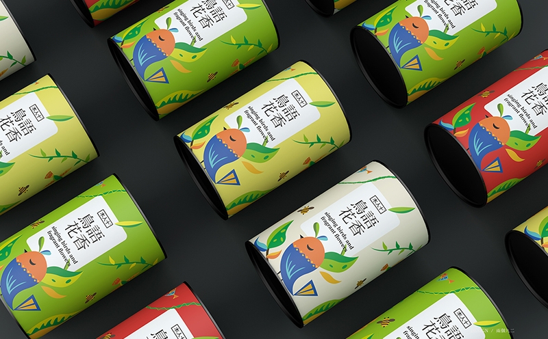 花茶包裝設(shè)計(jì),采用插畫的風(fēng)格為產(chǎn)品設(shè)計(jì)系列包裝