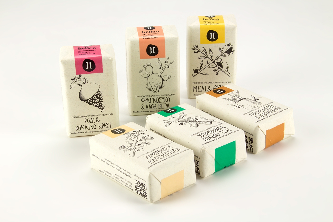 Helleo天然肥皂系列品牌包裝設計，六個肥皂，六個故事